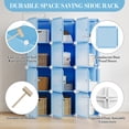 thumbnail image 4 of 12-Cube Modular Shoe Storage Cabinet with Doors – Stackable, Expandable Plastic Organizer – Dustproof, Freestanding Entryway Shoe Rack – Blue, 4 of 8