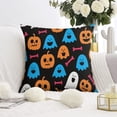 thumbnail image 2 of Halloween Throw Pillow Cases Happy Halloween Ghost Boo Spooky Pillow Cases Throw Cushion Cover Cushion Cases for Home Office Halloween Decor,16x16 Inch (2Pcs), 2 of 6