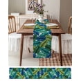 thumbnail image 6 of Summer Tropical Leaves Burlap Cotton Table Runner 13x120 Inches Long, Blue Green Botanical Leaf Plants Farmhouse Table Runners, Outdoor Dining Tablecloths Decor for Baby Shower/Party/Wedding, 6 of 6