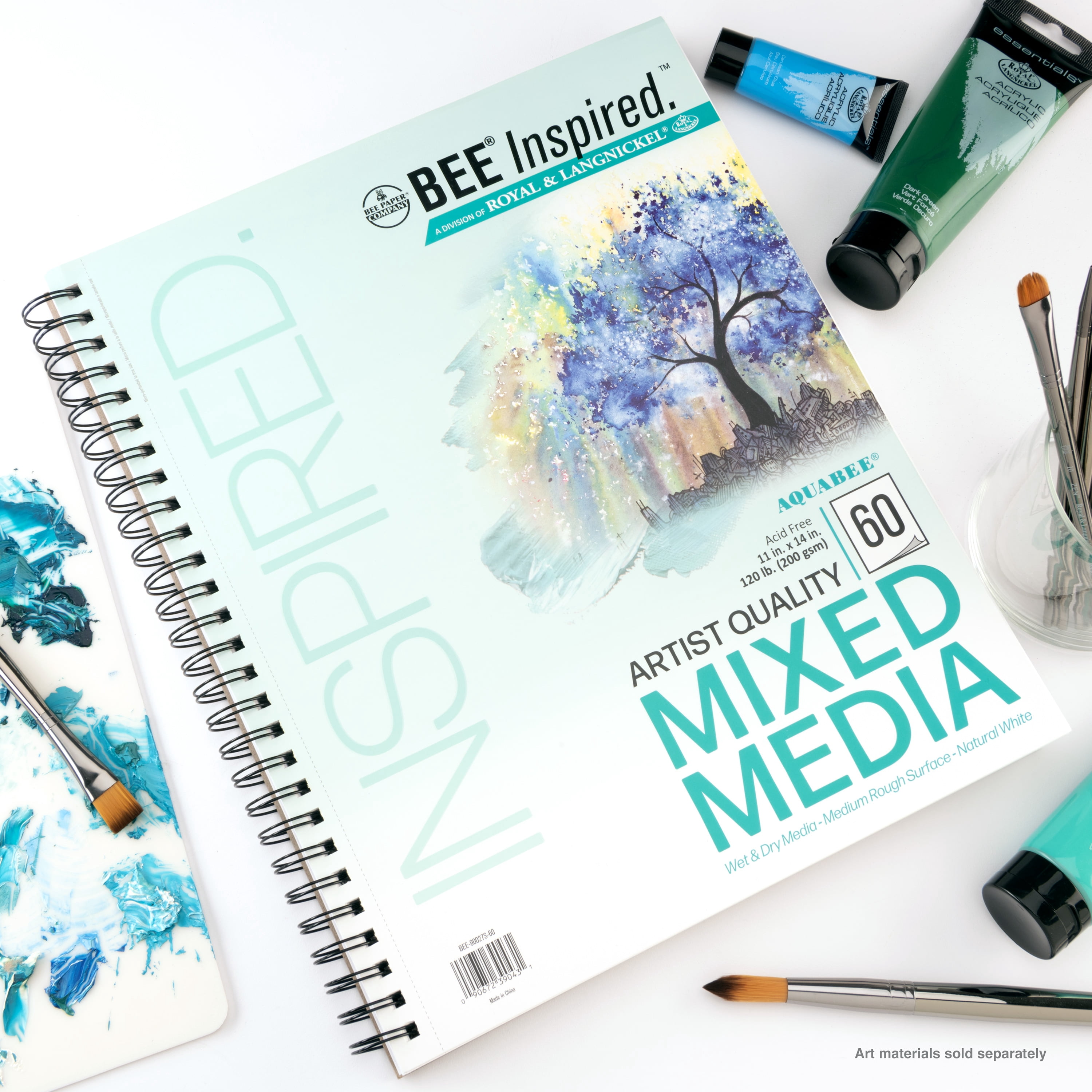 Bee Paper - Bee Inspired 11"x14" Mixed Media Paper Pad, 60 Sheets, Side Wire, 120lb. 200GSM