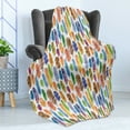 thumbnail image 4 of Feather Soft Flannel Fleece Throw Blanket, Pattern with Watercolor Drawing Style Feathers with Motifs Artwork, Cozy Plush for Indoor and Outdoor Use, 60" x 80", Multicolor, by Ambesonne, 4 of 5