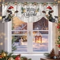 thumbnail image 6 of Merry Christmas Tie Up Valances Curtain, Xmas Cow Bell Pine Leaf Star Grey Wood Grain Adjustable Rod Pocket Short Window Treatment Tie Up Curtains Valances for Kitchen Living Room Bathroom 60x18 In, 6 of 9