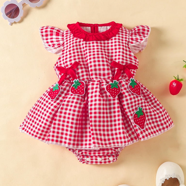 0 3 month red dress Gubotare Baby Girl Clothes Summer Sets Baby Girl Clothes Ruffled Romper Cute Bow Skirt with Bow Headband Summer Outfits Set 0 3 6 9 12 18 24 Months (Red,Size 0-3 Months)