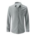 thumbnail image 4 of Wyobmus Men's Casual Lapel Sports Pullover Shirts Solid Long Sleeve Button Down Work Shirt Tops Loose Outdoor Active Shirt Gray, 4 of 9