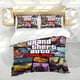thumbnail image 5 of Grand Theft Auto GTA Conjunto de sábanas temático, trío de piezas, cómodo y amigable con la piel, diseño único, regalo de decoración para el hogar para familiares, amigos y fans, 90 cm * 190 cm, 5 of 6