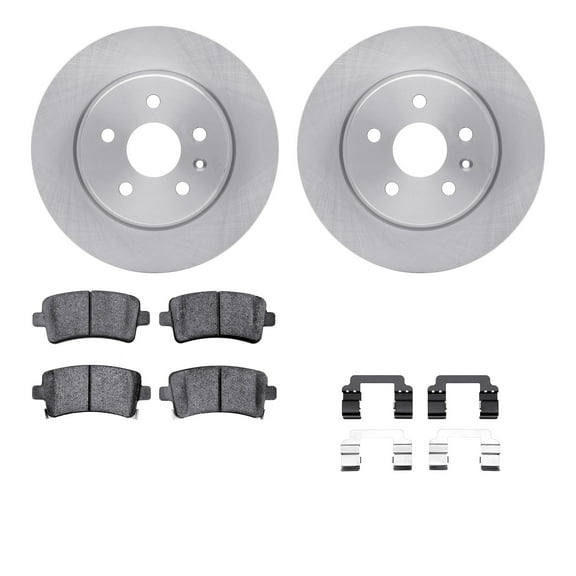 Dynamic Friction Company Rear Brake Rotors with 5000 Euro Ceramic Brake Pads includes Hardware 6612-65076