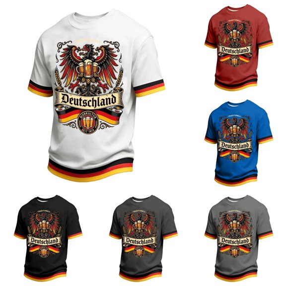 Telankuip Men's German Oktoberfest T Shirts Summer Short Sleeve Classic Crew Neck Festival Themed Graphic Tee Loose Comfortable Traditional Pattern Print Casual T-Shirt 1-White XS