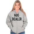 thumbnail image 4 of Funny Positivity Hug Dealer Joke Unisex Fleece Graphic Zip Up Hoodie Brisco Brands 3X, 4 of 5