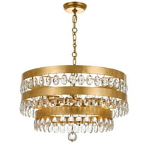 6106-GA Crystorama Lighting Perla - Five Light Chandelier in Classic Style - 22 Inches Wide by 14.25 Inches High-Antique Gold Finish    -Traditional