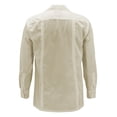 thumbnail image 2 of Men's Guayabera Long Sleeve Button Up Cuban Beach Casual Embroidered Dress Shirt (Ivory, 4XL), 2 of 3