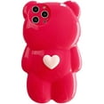 thumbnail image 2 of Compatible with iPhone 14 Pro Max Case Cute Cartoon Bear for Women Girls Girly Kawaii Case 3D Heart Design Camera Lens Protective Soft Slim TPU Shockproof Cover for iPhone 14 Pro Max, 2 of 7