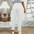 thumbnail image 5 of Linen Pants Women Long Elastic Waist Ankle Length Drawstring Straight Leg Crop Pants High Waisted Lounge Maternity Gauchos Pants White S, 5 of 6