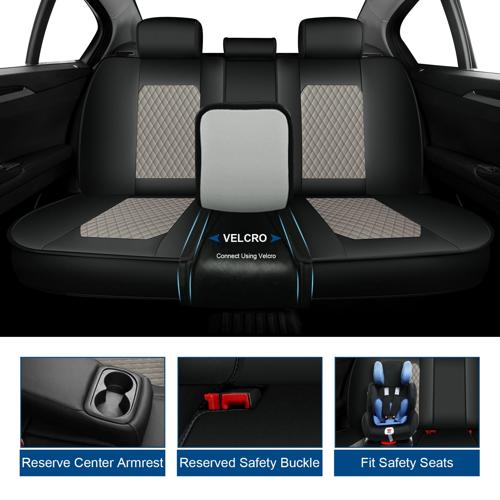 HQBQBUG Car Seat Covers Full Set Custom Fit for Subaru Forester 2014-2024 2025 Full Set Leather Seat Cushion Waterproof Automotive Seat Covers Protector Grey,FullSet(5Seat)