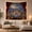 Curtain Village, variant on Armchair Bookshelf Cat with Festive Night Viewed Through, Cozy Dark Academia for Book Lovers, Reading Nook Wall Decor, Christmas Gift, Tapestry Wall Hanging for Bedroom and Dorm