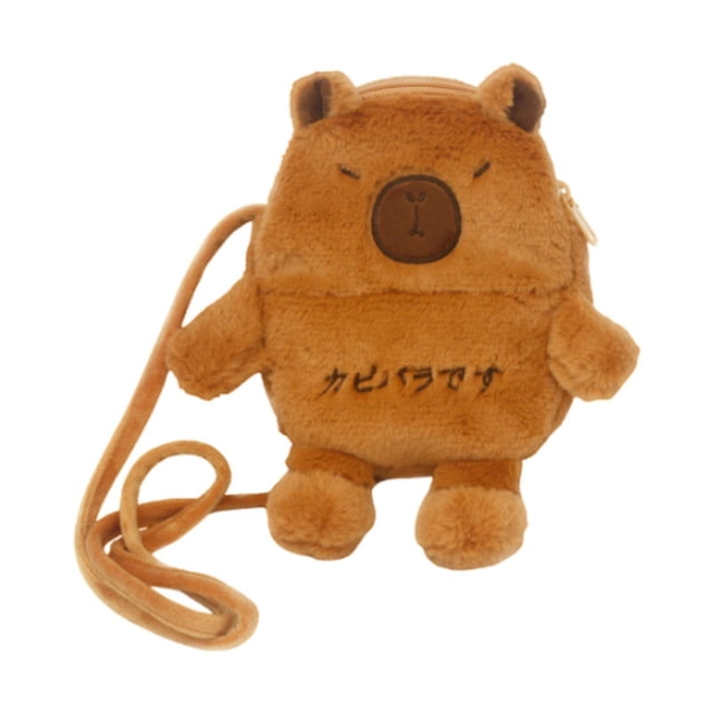 Capybara Crossbody Bag Lindo Mochila de dibujos animados Cierre de la cremallera Mochila de felpa para viajes mochileros de compras para acampar