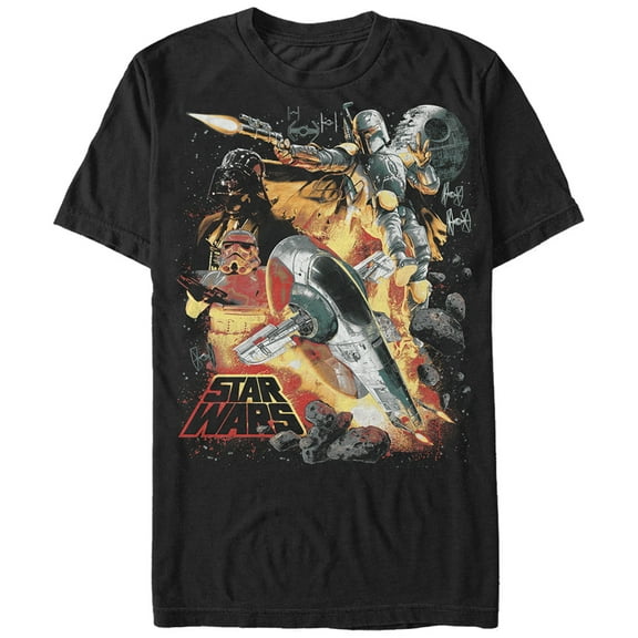 Men's Star Wars Empire Space Montage  Graphic Tee Black 5X Large