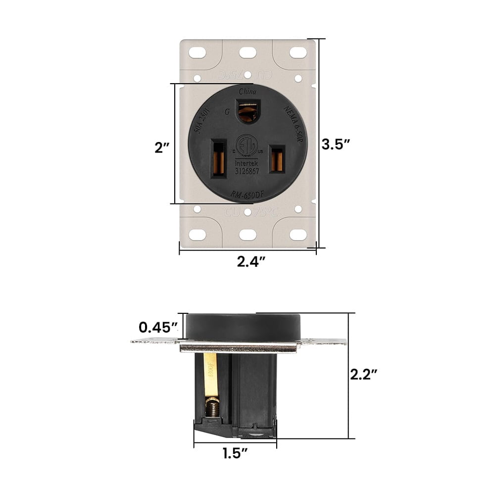Superior Electric YGP034F 30A 250V NEMA 6-50R Flush Mount Power Outlet Receptacle (Welding Machine)