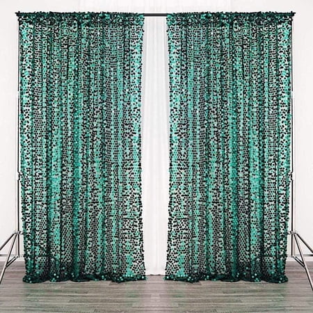 BalsaCircle 8 feet x 8 feet Hunter Green Big Payette Sequin Backdrop Curtain Wedding Party Photo Booth
