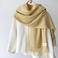 thumbnail image 5 of Luna&Dolphin Women Winter Solid Color Scarf Imitation Cashmere Soft Brown White Warm Knitted Woolen Ins Neck Pashmina Big Shawl, 5 of 5