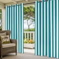 thumbnail image 5 of Outdoor Curtains for Patio Waterproof, Teal Striped Windproof Pravicy Outside Porch Blackout Curtain, Simple Art Vertical Stripe Farmhouse Sun Blocking Grommets Curtains for Cabana Gazebo 54"x108", 5 of 9