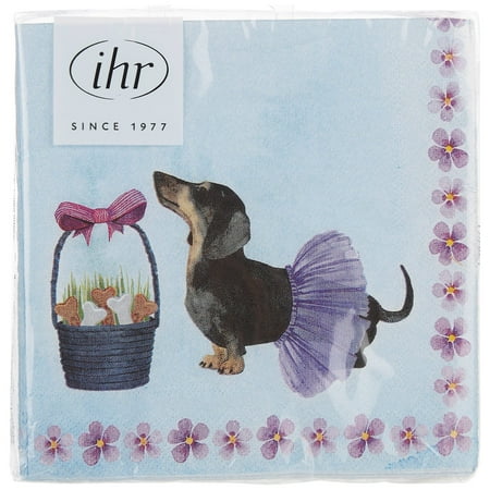 Boston International IHR 3-Ply Cocktail Beverage Paper Napkins, 5 x 5-Inches, Bunny Dogs