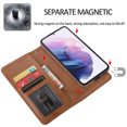 thumbnail image 6 of SaniMore for Samsung Galaxy S23 Plus 6.6" 2023 Case, Flip Folio PU Leather Wallet Cover with Detachable Shell Wrist Strap Kickstand Card Slots Business Shockproof Case with Magnetic Clasp, Brown, 6 of 8