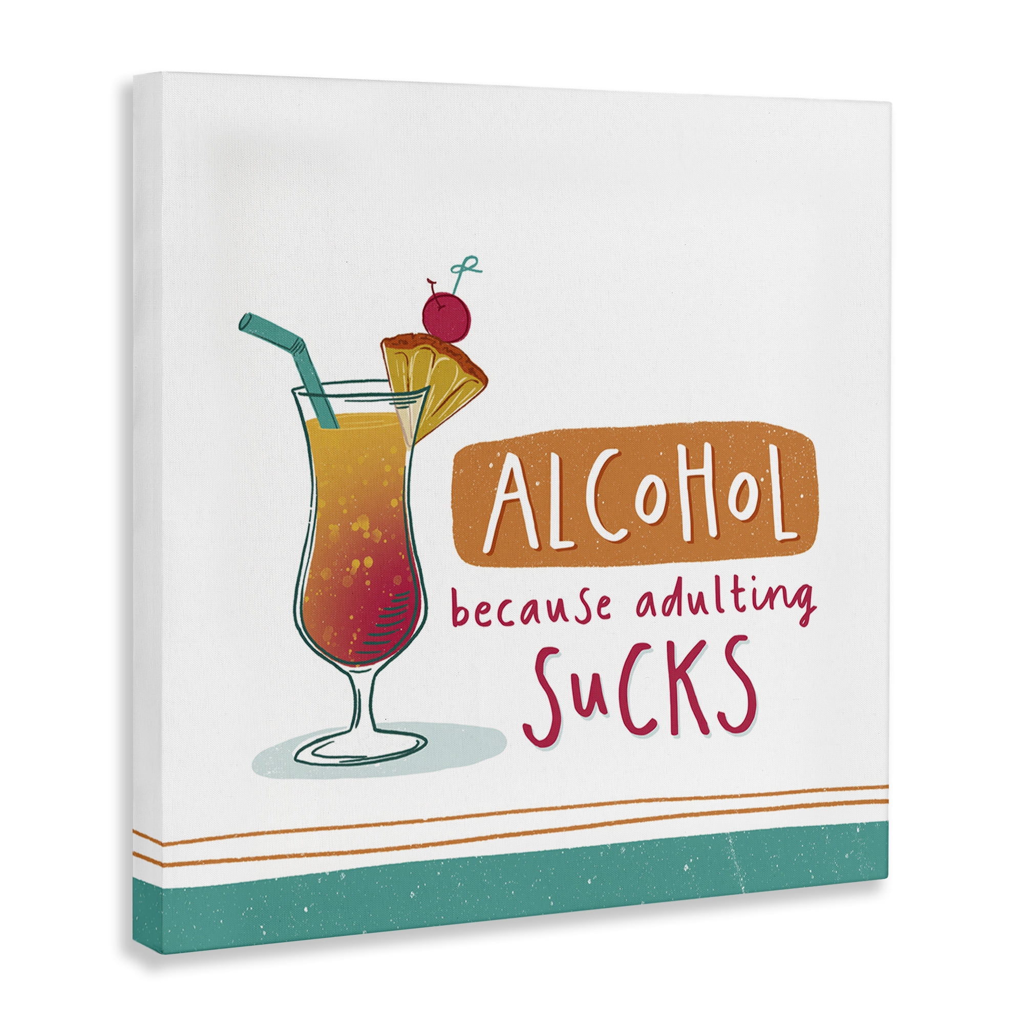 Stupell Industries Funny Adulting Phrase Food & Beverage Painting Wrapped Canvas Art Print Wall Art, 17 x 17
