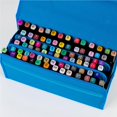 thumbnail image 2 of Inteprter Estuche de almacenamiento de rotuladores de gran capacidad con 80 ranuras con correa para el hombro, rotulador de arte portátil, bolsa de pinturas Azul, 2 of 6