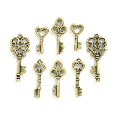 Metal Key Charms, Antique Gold