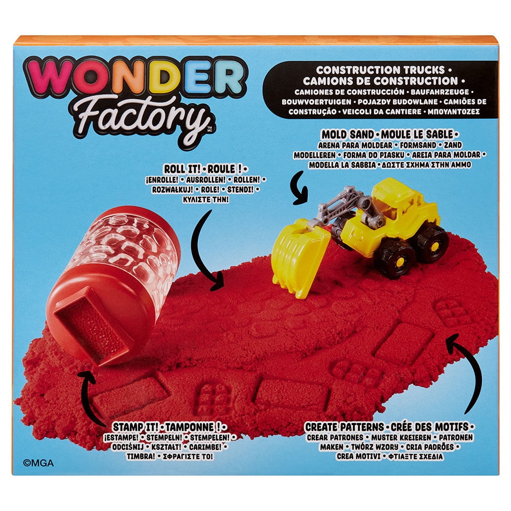 Wonder Factory Never Dry Sand Construction Trucks  - Red + Excavator - Never Dries Out and Gluten Free