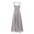 thumbnail image 5 of Qiopertar Women's Formal Evening Dress Elegant Lace V-Neck Long Sleeveless Maxi Dress with Slit Cocktail Party Wedding Guest Gown, Gray M, 5 of 6