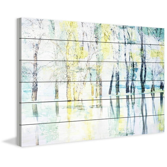 "Yellow Haze" Painting Print on White Wood