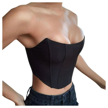 

Pgeraug Mid-Weight Corset Sleeveless Tops Vest Underwear Dress Bustier Top tanks for women Black M