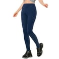 thumbnail image 5 of MODA NOVA Juniors Halloween Costume Solid Soft Elastic Waistband Gym Yoga Stirrup Pants Dark Blue S, 5 of 6