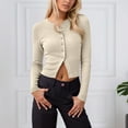 thumbnail image 2 of HJYCHN Women Elegant Fall Cardigan with Long Sleeve and Knit Slim Fit for Casual Lightweight Comfortable Outerwear Beige L, 2 of 4