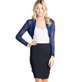 thumbnail image 4 of Fashion Secrets Juniors Long Sleeve Jacquard Texture Shrug Bolero, Cropped Sweater Short Cardigan (Medium, Royal Blue), 4 of 4
