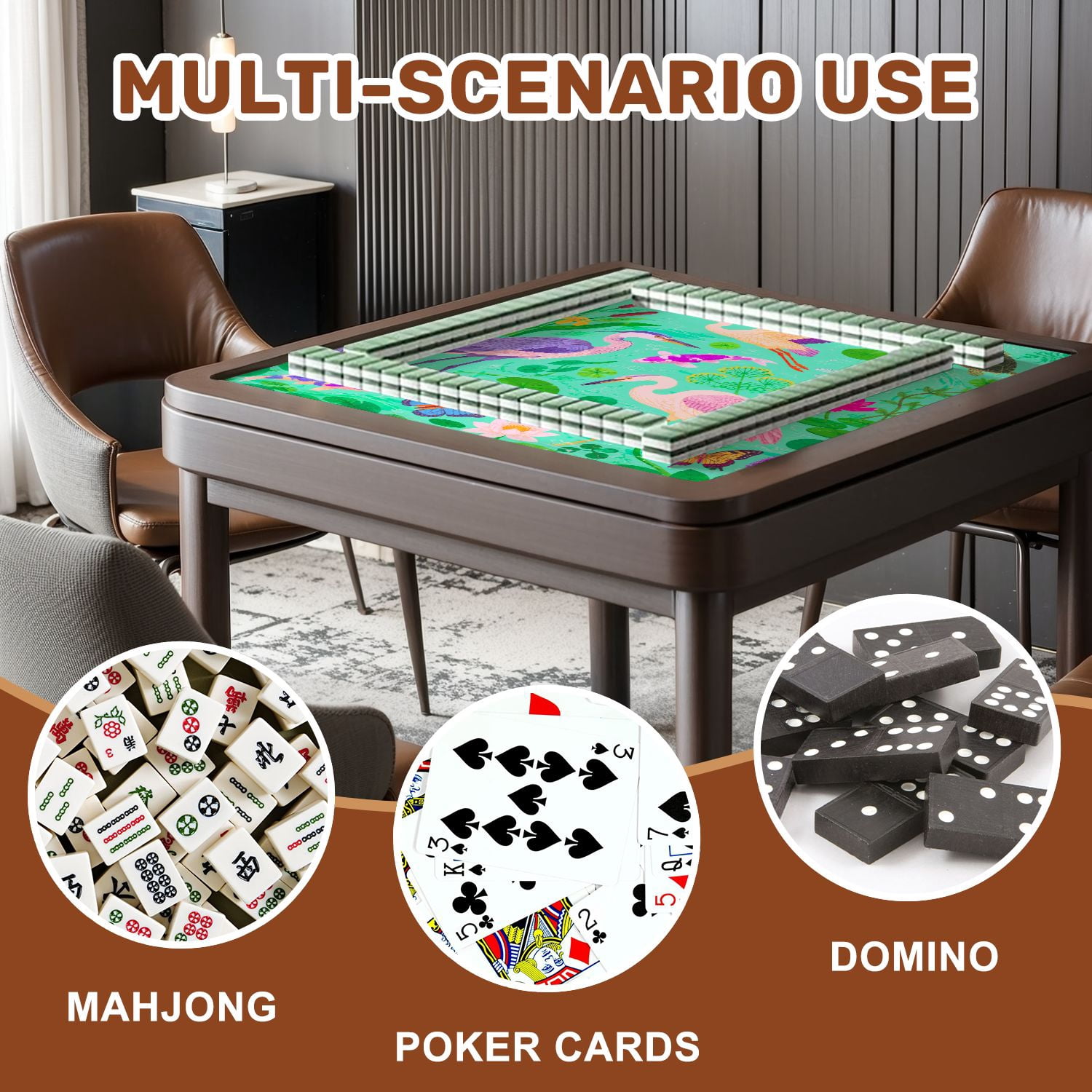Mahjong Mat 31.5" x 31.5" Pink Colorful Fish Water Lilies Non-Slip Noise Reduction American Mahjong Tiles Table Cover for Dominoes Poker Card Board Games Gift