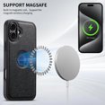 thumbnail image 2 of PU Leather Case for iPhone 16, Magnetic Slim Case [Mag-Safe Charging] Logo Hollow Shockproof Protective Phone Cover Compatible for iPhone 16 Case Support Car Mount Holder, Black, 2 of 6