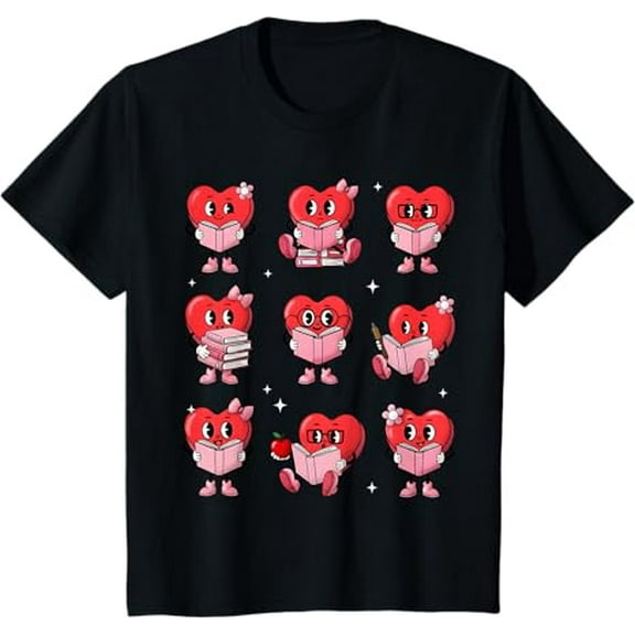 Heart Reading Books Valentine Boys T-Shirt