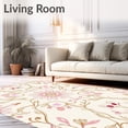 thumbnail image 2 of ODIKA 4x6 Machine Washable Non-Slip Area Rug, Artisan Weathered Blossom Vine Pathway Embellishment High Traffic Rug with Pad, Beige, 657439, 2 of 8