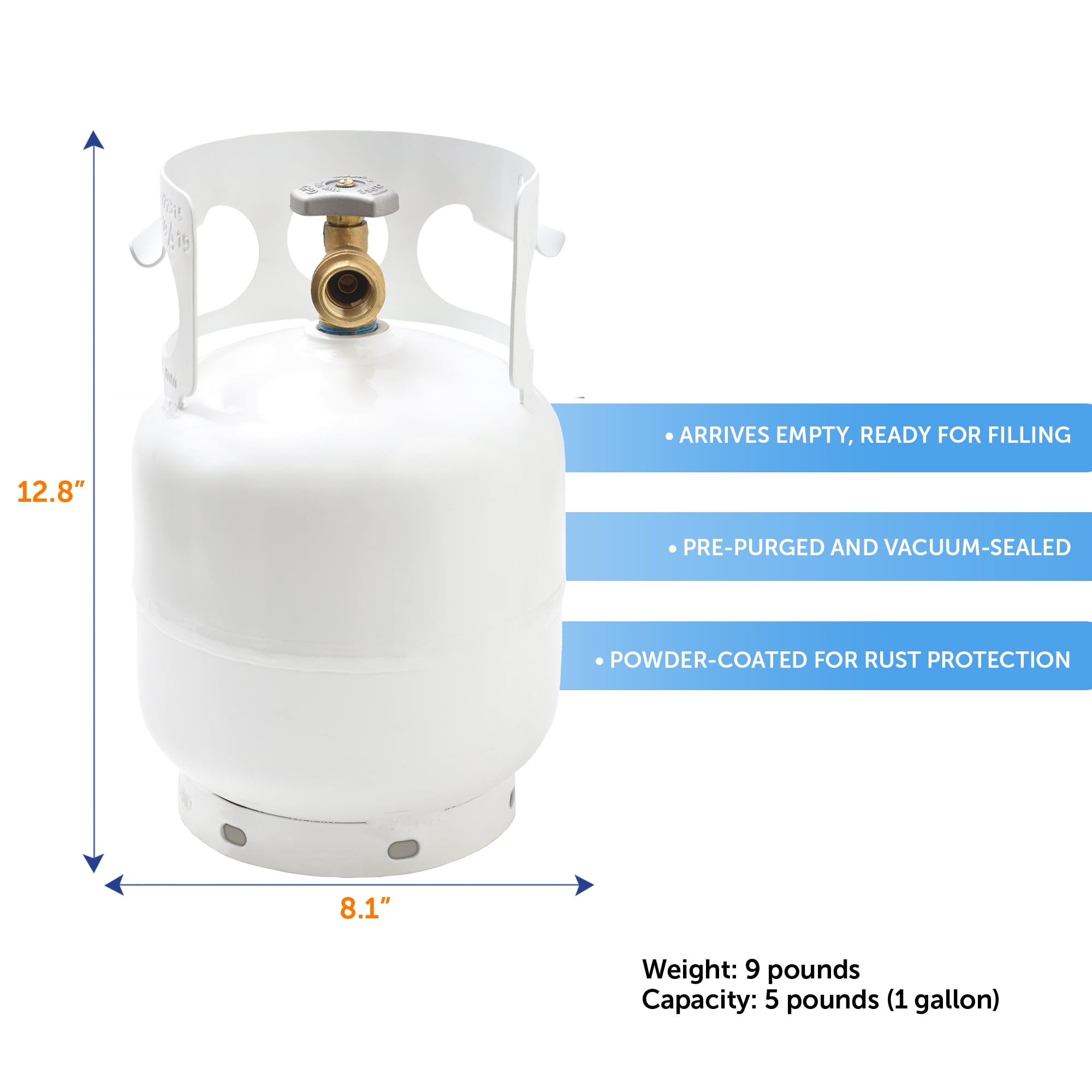 Flame King 5LB Empty Propane Tank LP Cylinder with OPD Valve, YSN5LB
