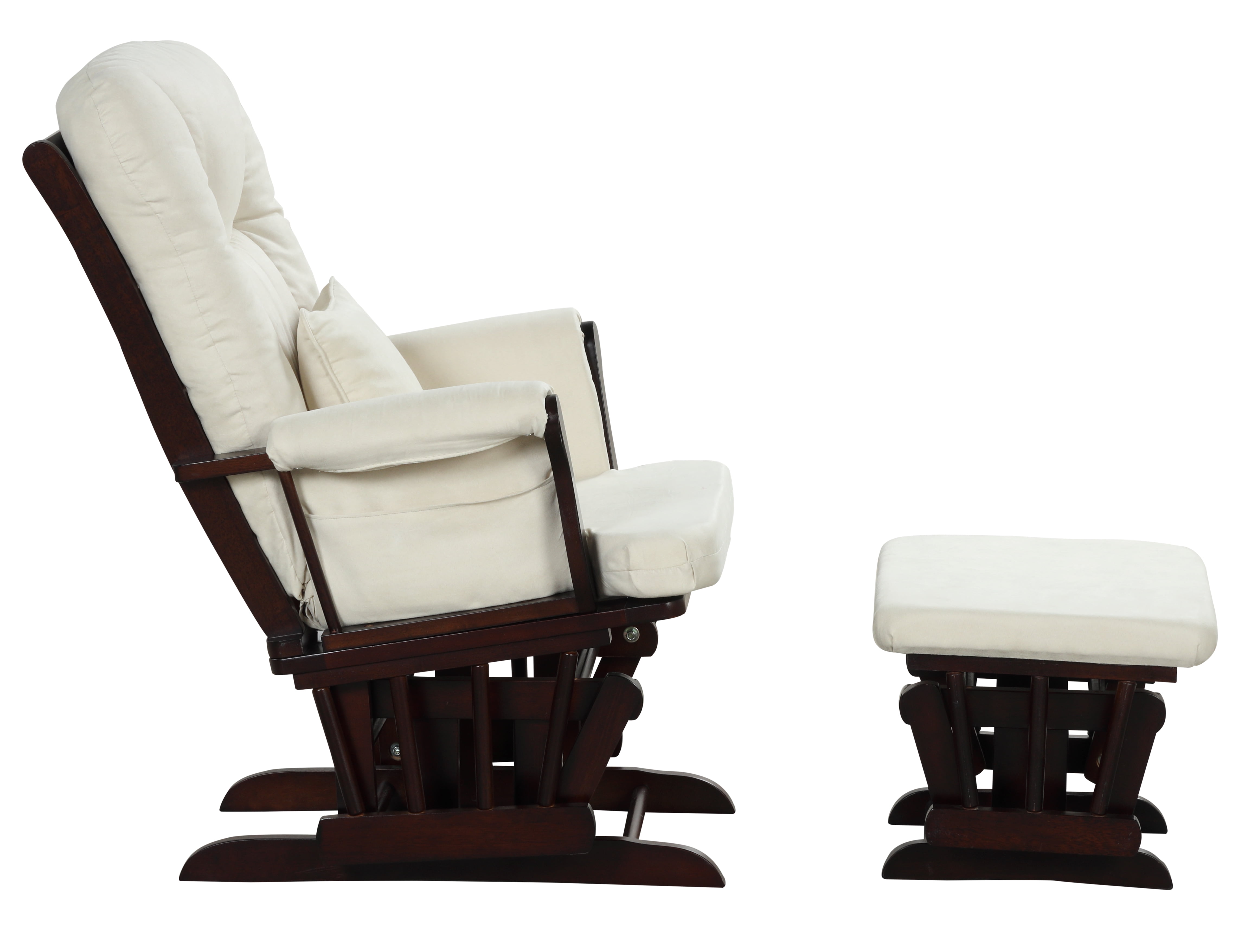 Angel Line Monterey II Glider and Ottoman, Espresso Finish with Beige Cushions