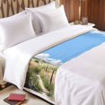 thumbnail image 3 of Spring Landscape Bed Runner for Queen Size Bed, Pastoral Natural Green Grassland Blue Sky Soft Bedding Scarf Bedding Protector Slipcover Sofa Throw for Bedroom Hotel Guesthouse, 3 of 8