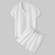 thumbnail image 1 of Conjunto de camisa de manga corta y pantalones cortos con apariencia de lino y algodón de verano para hombre, ropa de playa, 1 of 3