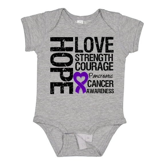 Inktastic Pancreatic Cancer Hope Love Strength Boys or Girls Baby Bodysuit