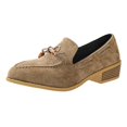 thumbnail image 3 of YUANxueke Women's Pointed Toe Loafers Ladies Comfortable Mid Heel Slip On Casual Suede Dress Shoes, 3 of 9