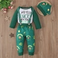 thumbnail image 4 of Bjutir Toddler Kids Outfit Set Baby Boy St. Patrick'S Day Clothes Outfit Letter Print Romper With Pants Hat 3Pcs Outfits Set For 3-6 Months, 4 of 9