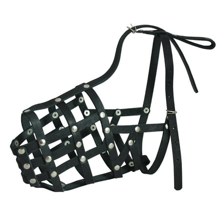 - Secure Genuine Leather Mesh Dog Basket Muzzle - Doberman Male (Circumference 12