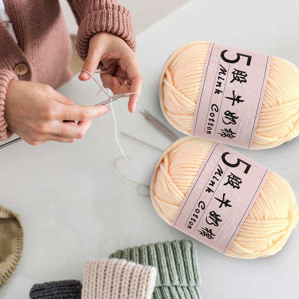 1 Rolls of Milk Cotton Yarn Skeins for Crafting, Soft and Cozy Milk Cotton Yarn 5 Ply for Doll Sweater, Hats, Scarves, and Shawls