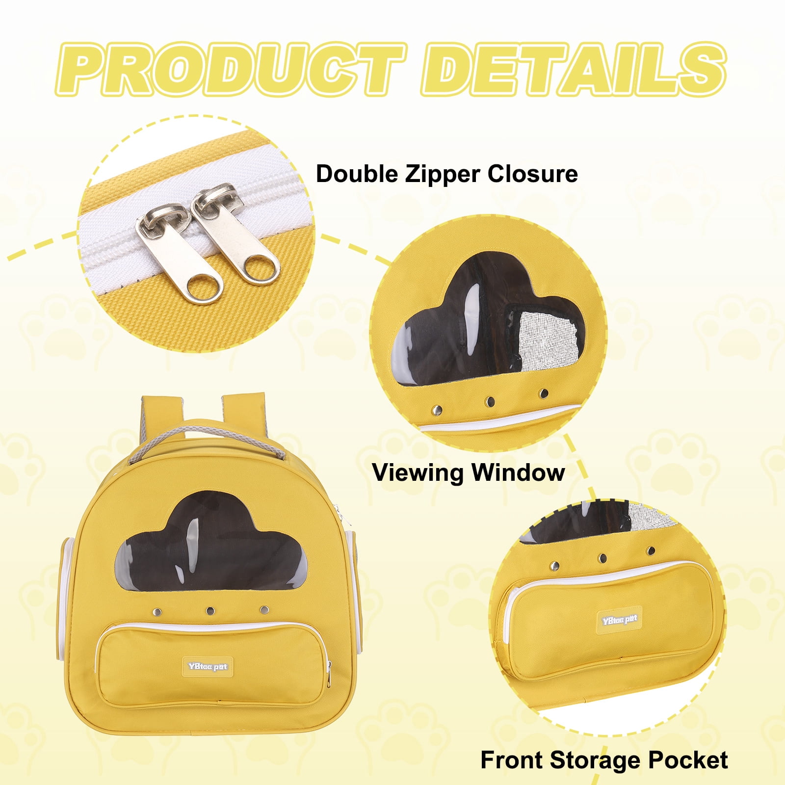 Cat Backpack Carrier, Large Space & Breathable, Pet Hiking Travel Backpack for Cats Yellow